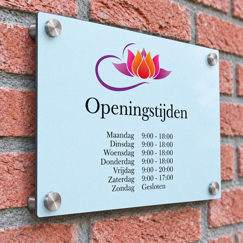 Openingstijdenbord Voor Aan De Muur