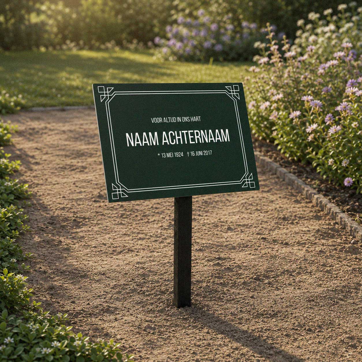 Tijdelijk Gedenkbord Met Naam Achternaam Bij Graf