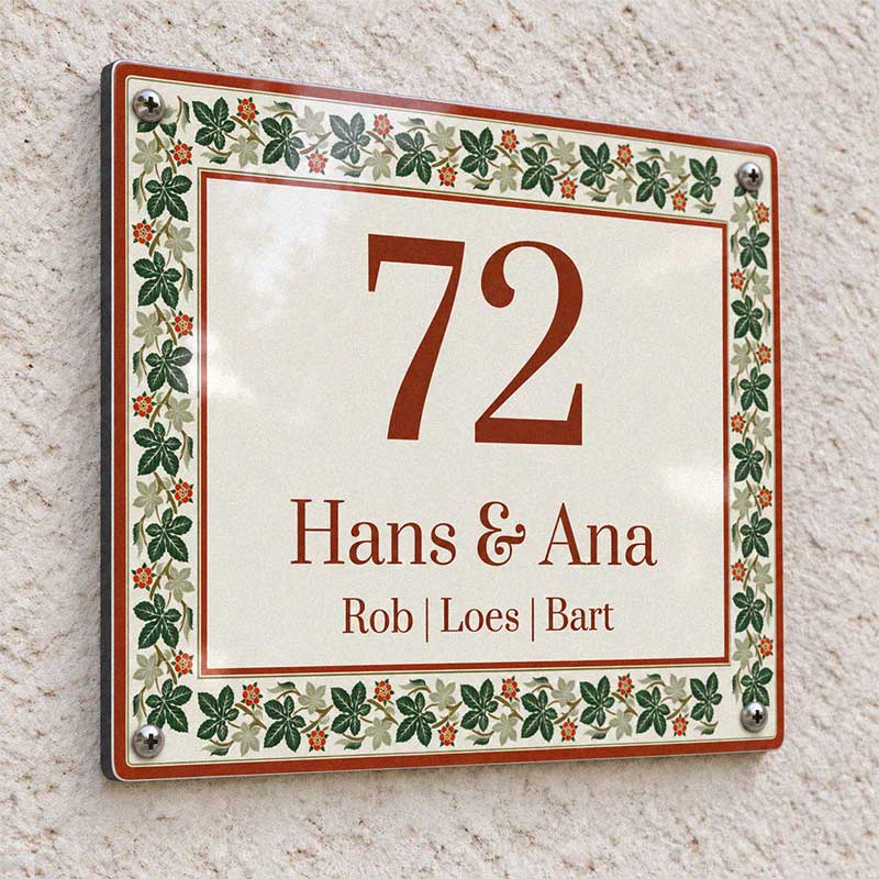Klassiek Naambord Weerbestendig Unieke Bloemenrand