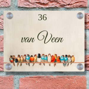 Landelijk Naambordje Voordeur Vogels