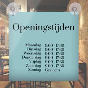 Openingstijden Bordje Raam Zuignappen