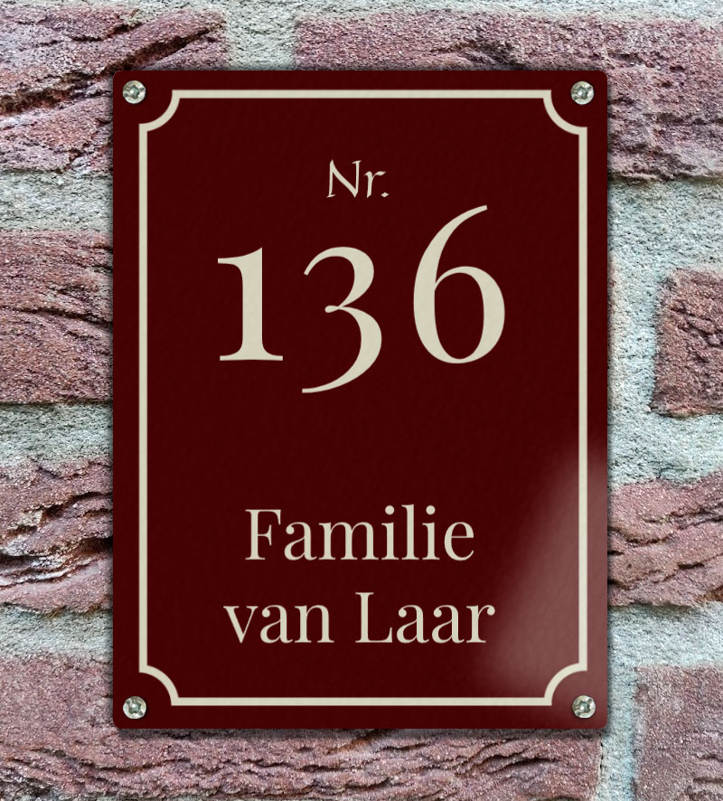 Emaille Naambord Roestbruin