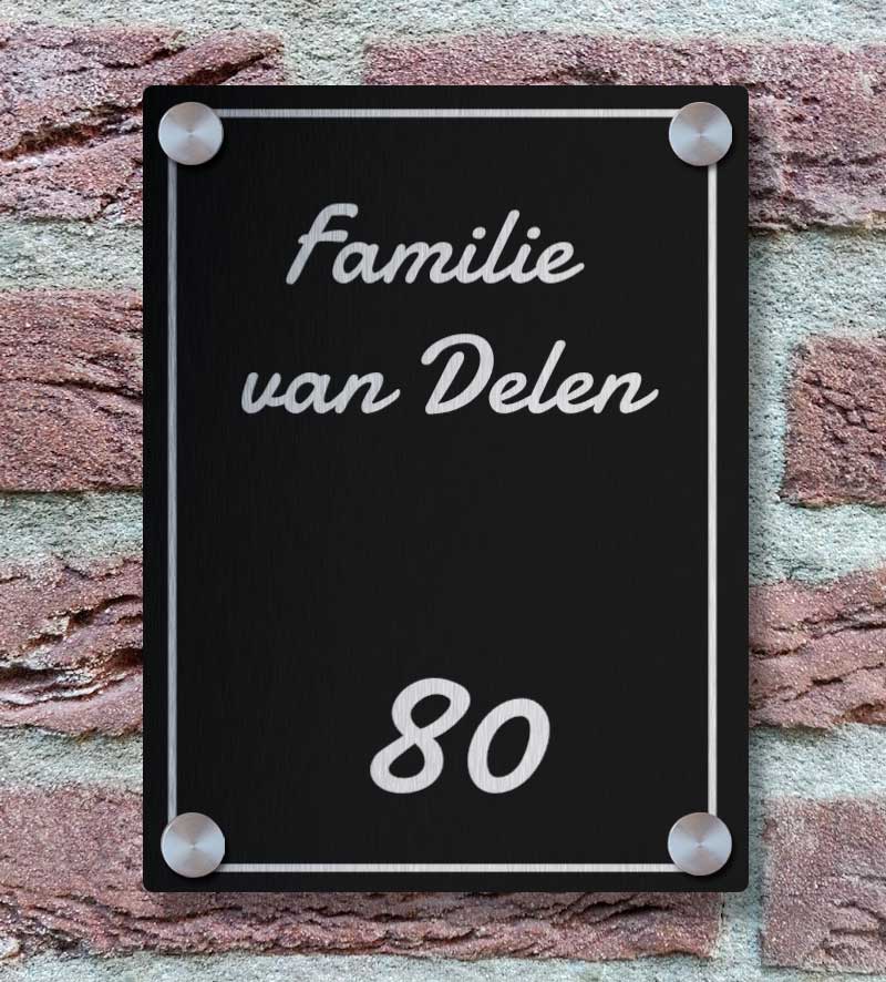 Naambordje Voordeur Rvs Zwart Strak Stoer