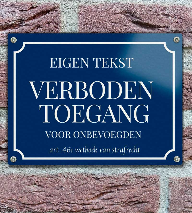Verboden Toegang Bordje Emaille Personaliseren