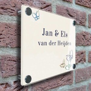 Naambordje Plexiglas Voordeur Vlinders