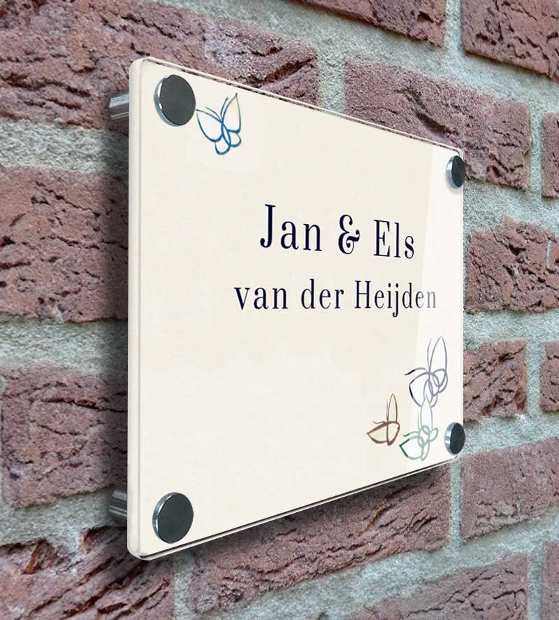 Naambordje Plexiglas Voordeur Vlinders