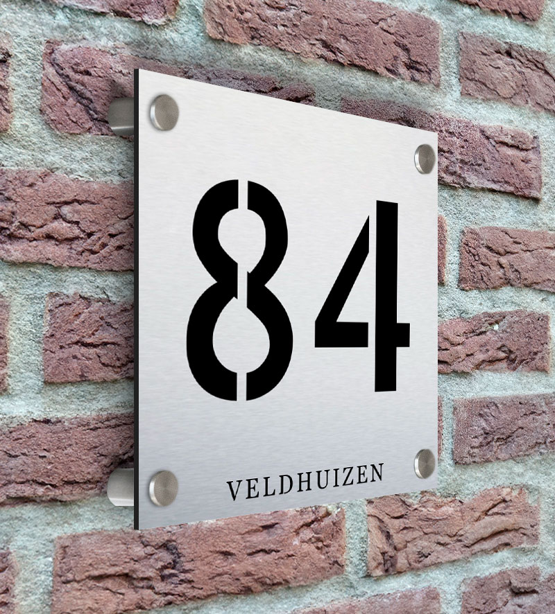 Rvs Naambordje Voordeur Strak