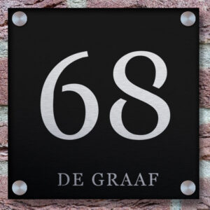 Rvs Zwart Naambordje Vierkant Met Huisnummer