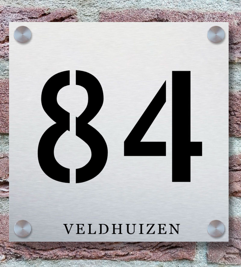 Rvs Zwart Naambordje Vierkant