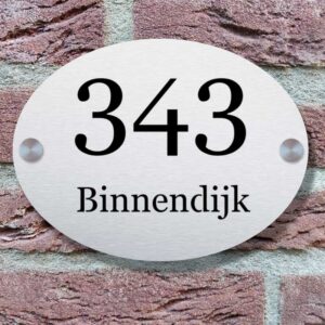 Huisnummerbordje Ovaal 20x15cm Voordeur