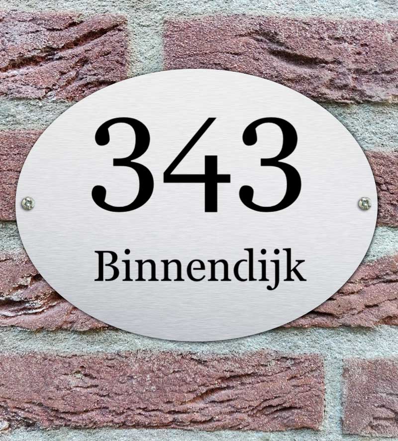 Huisnummerbordje Ovaal 20x15cm Voordeur Schroeven