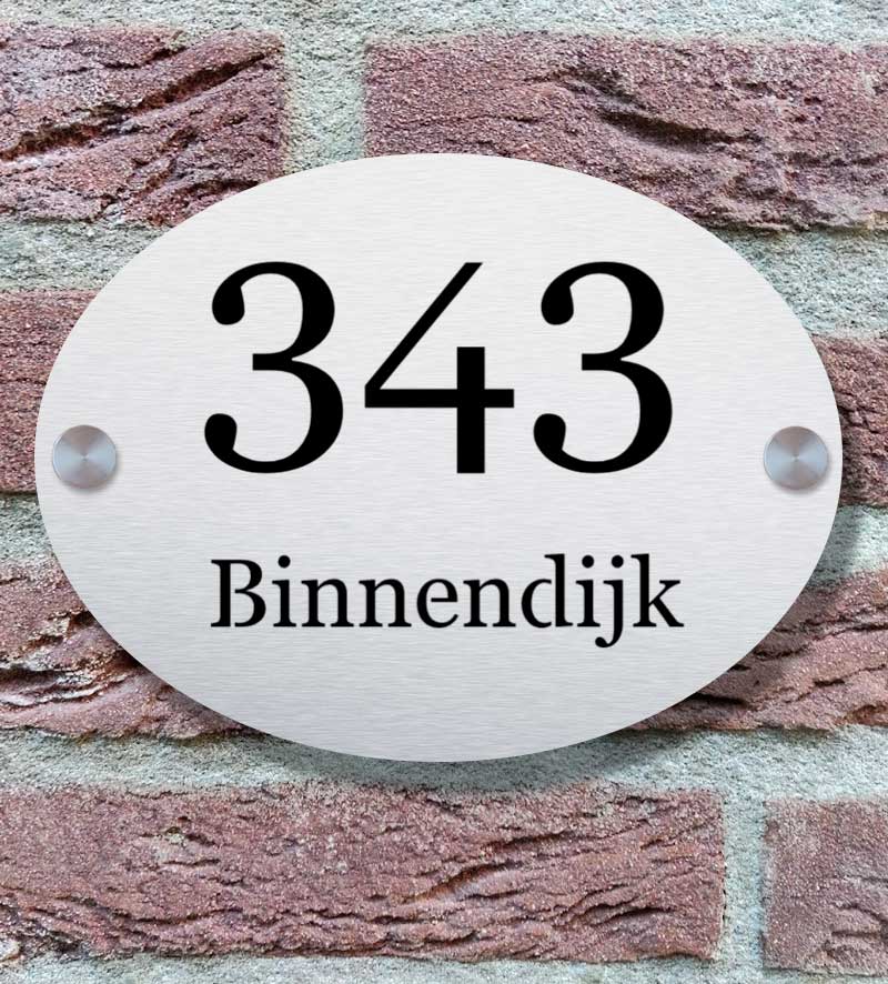 Huisnummerbordje Ovaal 20x15cm Voordeur