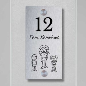 Klein Rvs Naambordje Voordeur Alleenstaand Oudergezin