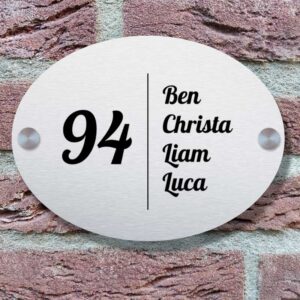 Naambordje Ovaal Geborsteld Aluminium