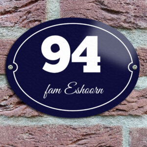 Ovaal Frans Blauw Emaille Naambordje