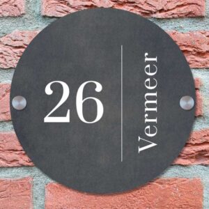 Rond Naambord 20cm Voordeur Antraciet