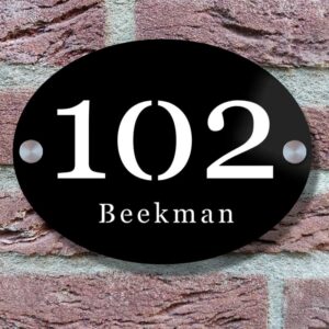 Zwart Naambordje Voordeur Ovaal