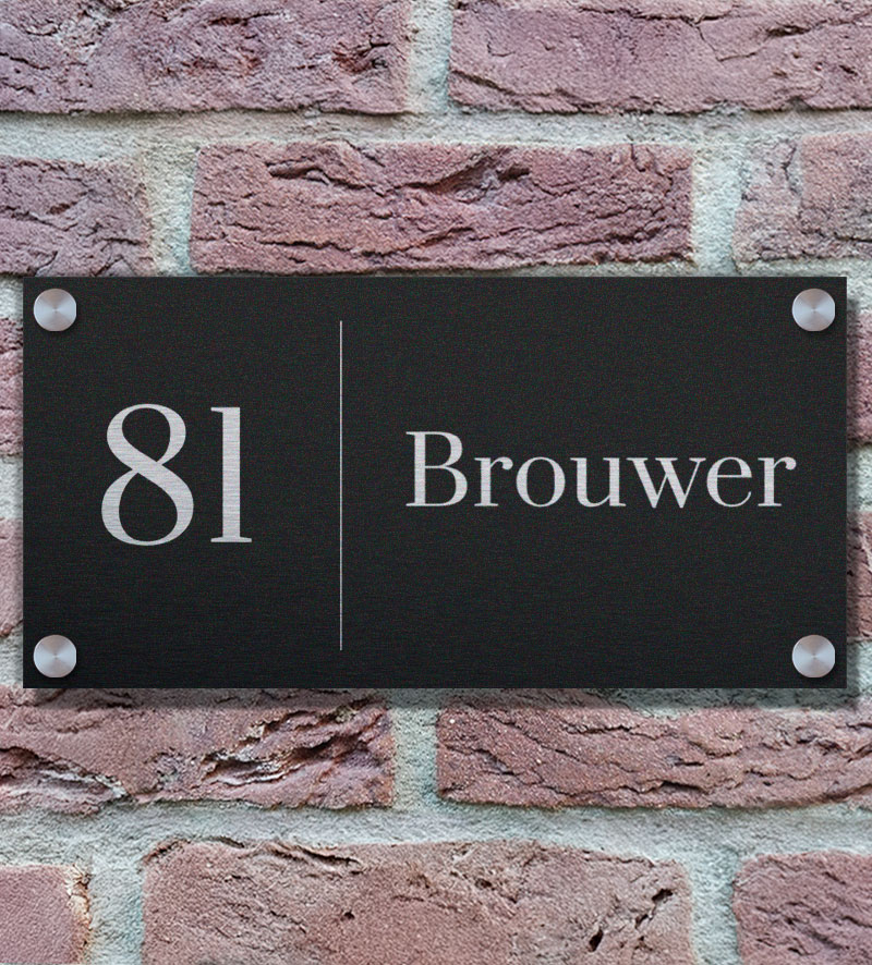 Zwart Rvs Naambord Langwerpig 30x15cm Industrieel