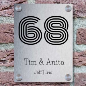 Industrieel Naambordje Voordeur Rvs