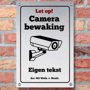 Camerabewakings Bord Personaliseren Rvs Luxe