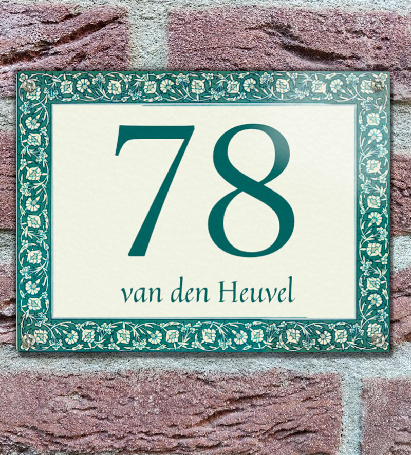 Klassiek Naambordje Voordeur Bloemenrand