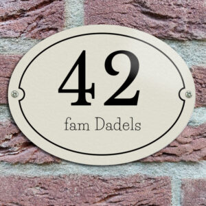 Klassiek Ovaal Naambordje Voordeur Huisnummer