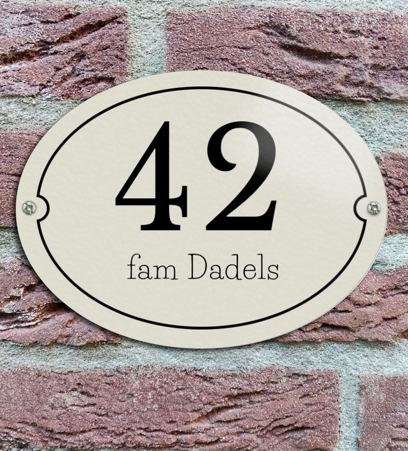 Klassiek Ovaal Naambordje Voordeur Huisnummer