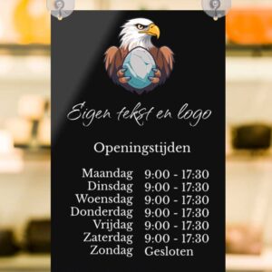 Openingstijdenbordje Etalage Raam 20x30cm
