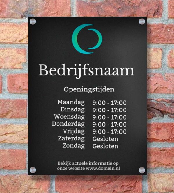 Openinsgtijden Bord Personaliseren
