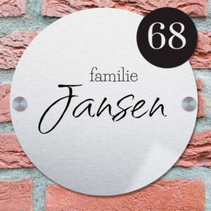 Rond Rvs Naambordje Voordeur Uniek