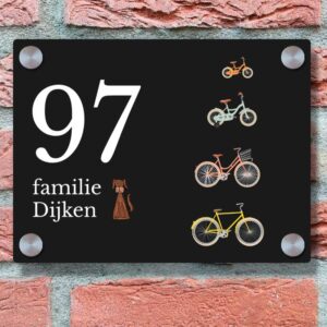 Stoer Naambordje Antraciet Fiets Iconen En Huisdier