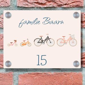 Uniek Naambordje Gezin Fiets Iconen