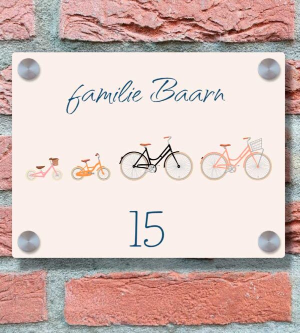 Uniek Naambordje Gezin Fiets Iconen