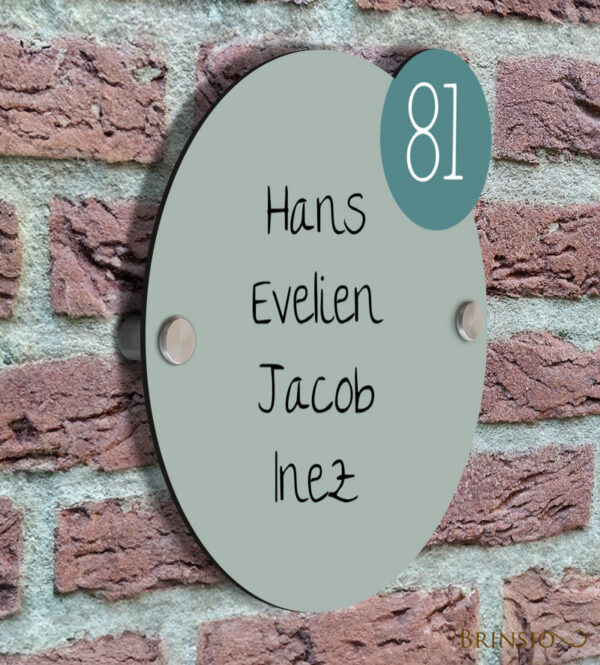 Voordeur Naambordje Rond Groen
