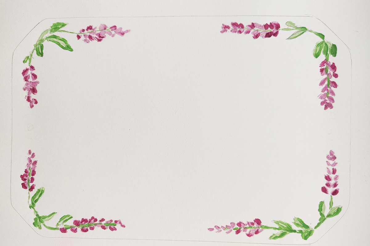 Aquarel Rand Lavendel Voor Huisnummerbordje Porselein