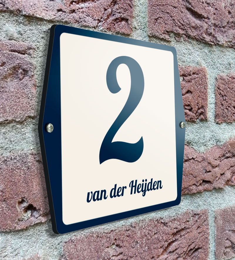 Huisnummerbord Met Naam Klassiek Navy Blauw