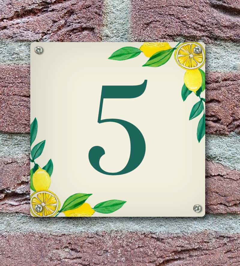 Huisnummerbordje Klassiek Met Citroenen Rand