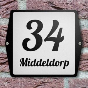 Klassiek Huisnummerbordje Oortjes Zwart