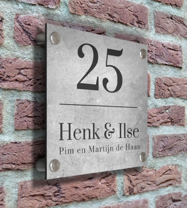 Naambordje Voordeur Vierkant Betonlook
