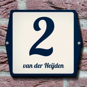 Navy Blauw Nostalgisch Nummerbordje Met Naam