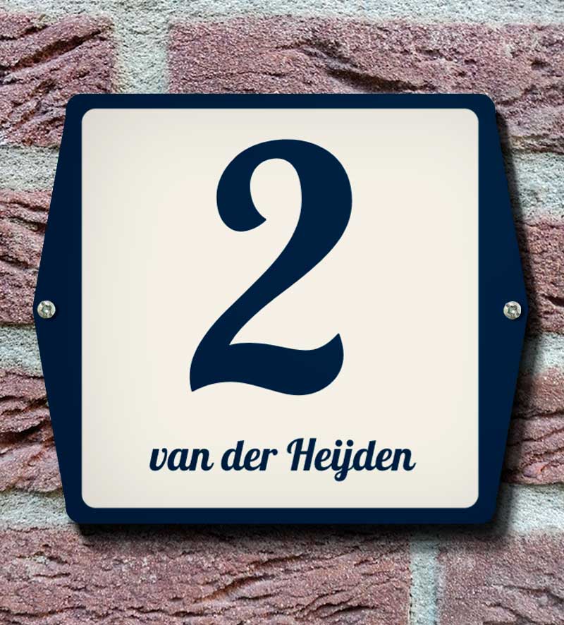 Navy Blauw Nostalgisch Nummerbordje Met Naam