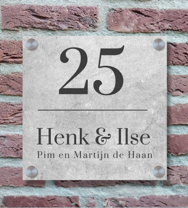 Vierkant Naambord Voordeur Beton Look