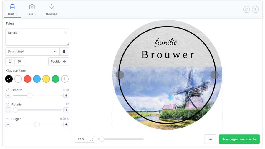 Upload Eigen Foto Rond Naambordje
