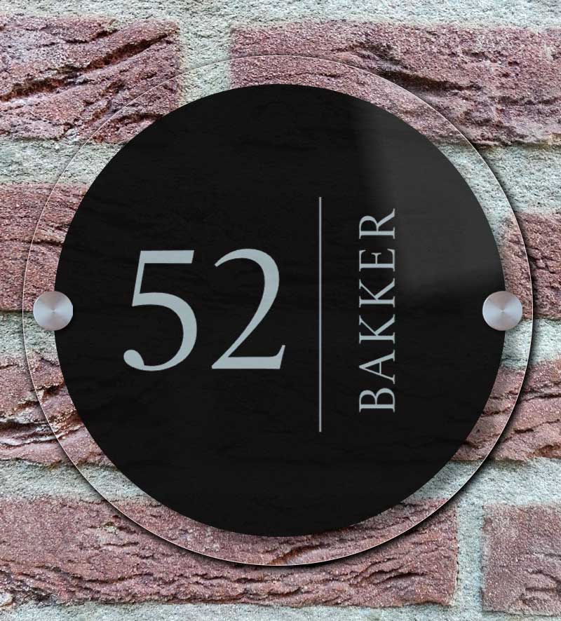 Zwart Rond Naambord Voordeur Plexiglas