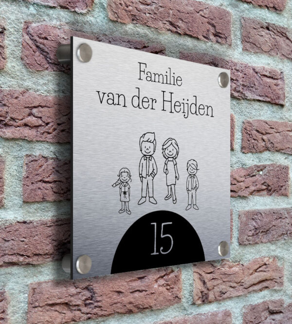 Familie Naambordje Voordeur Muur Zijkant