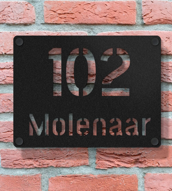 Modern Naambordje Voordeur Zwart Frezen
