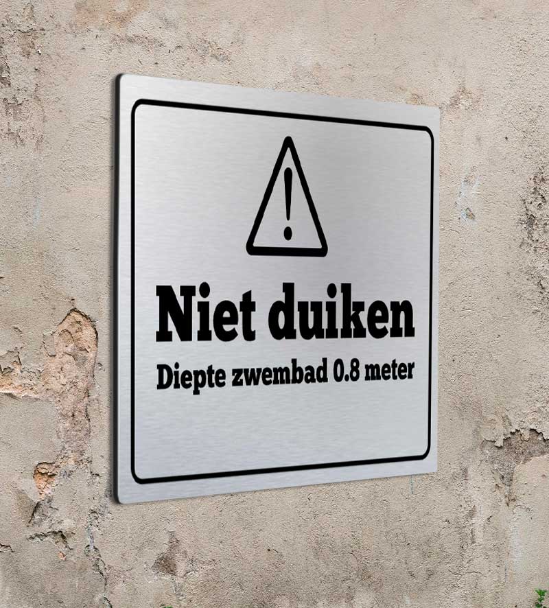 Niet Duiken Bordje Personaliseren