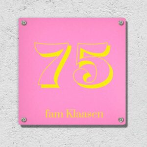 Retro Pink Voordeur Huisnummerbordje Met Fam Naam