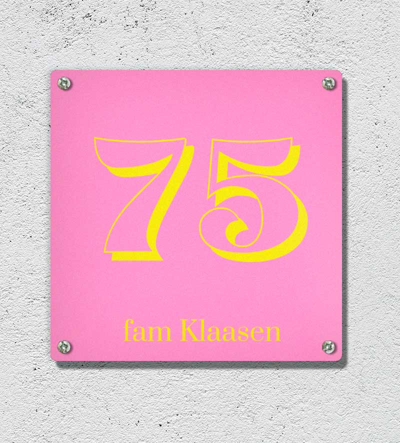 Retro Pink Voordeur Huisnummerbordje Met Fam Naam