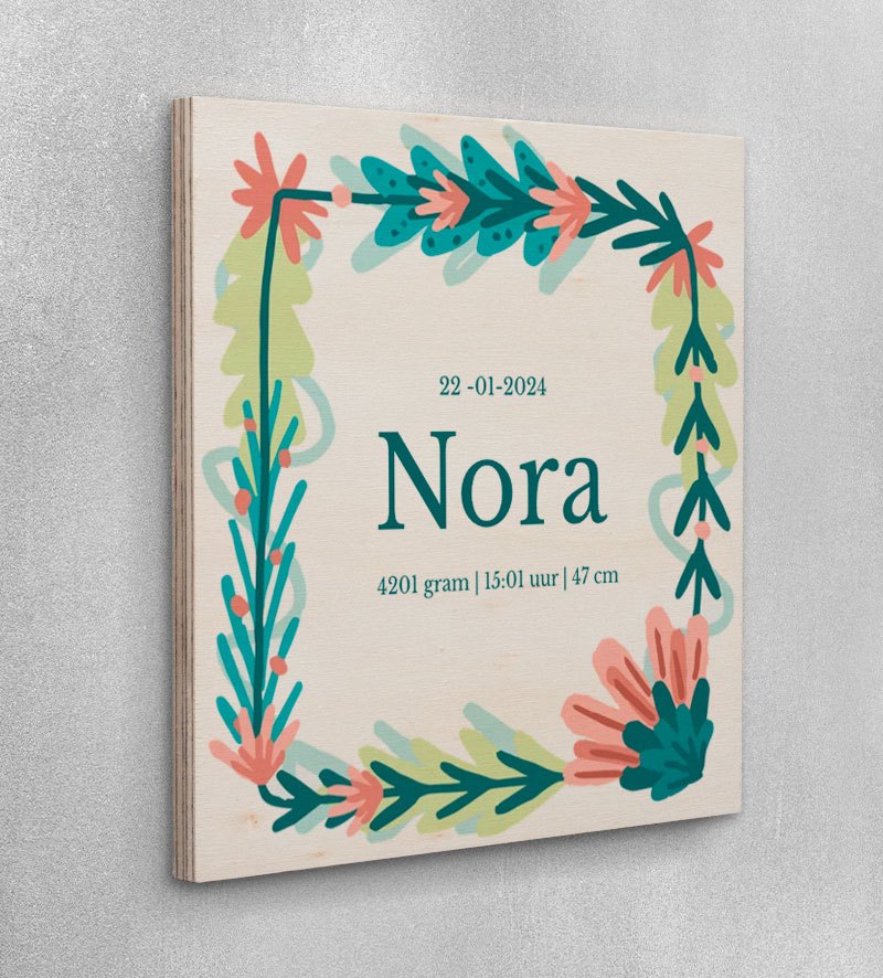 Geboorstebord Hout 20x20cm Personaliseren